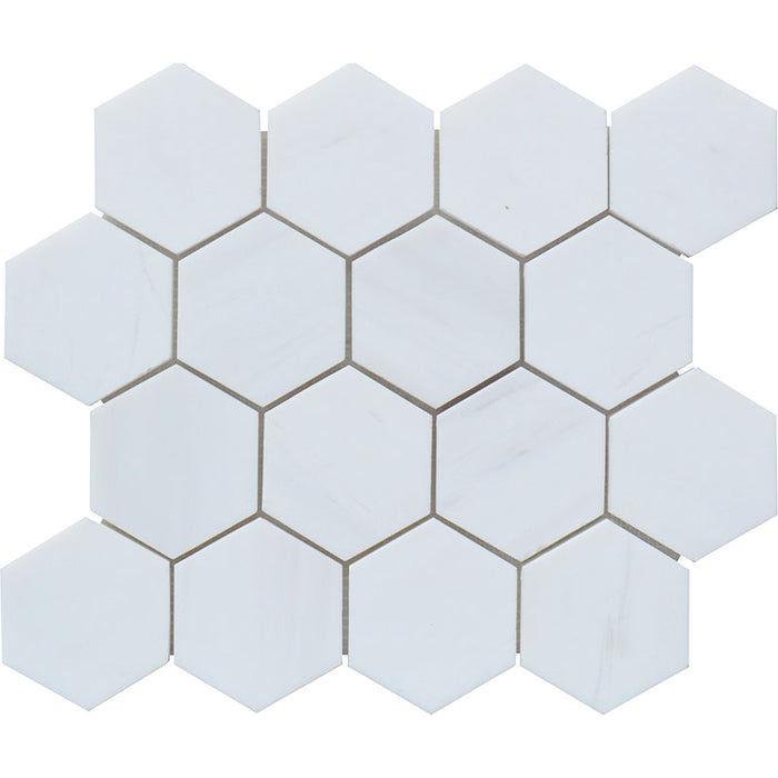 Bianco Dolomite Marble 3x3 Hexagon Honed Mosaic Tile - TILE & MOSAIC DEPOT