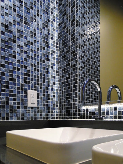 INKA STEEL BLUE Glass, Resin, Stone Mosaic Tile - TILE & MOSAIC DEPOT