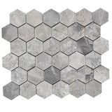 Atlantic Gray Marble 4x4 Polished Hexagon Marble Mosaic Tile - TILE & MOSAIC DEPOT