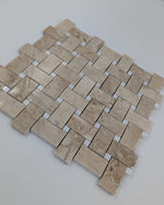 Cappuccino Marble Basketweave with White Dot Polished Mosaic Tile (Clearance) - TILE & MOSAIC DEPOT