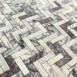 Calacatta Viola Marble 1x4 Herringbone Polished Mosaic Tile - TILE & MOSAIC DEPOT