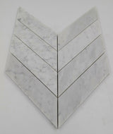 2x8 Carrara White ( LARGE ) Chevron Polished Marble Mosaic Tile - TILE & MOSAIC DEPOT