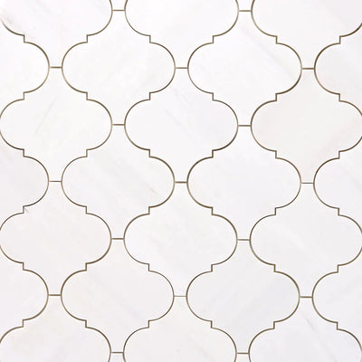 Bianco Dolomite Marble Lantern (Arabesque) 6" Honed Mosaic Tile - TILE & MOSAIC DEPOT