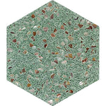 Aquaterra Green Hexagon Shell Terrazzo Tile - TILE & MOSAIC DEPOT