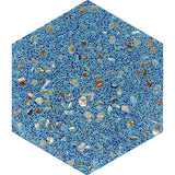 Aquaterra Blue Hexagon Shell Terrazzo Tile - TILE & MOSAIC DEPOT