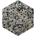 Aquaterra Black Hexagon Shell Terrazzo Tile - TILE & MOSAIC DEPOT