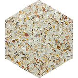 Aquaterra White Hexagon Shell Terrazzo Tile - TILE & MOSAIC DEPOT