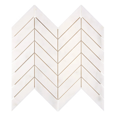 Afyon White Marble 1x4 Chevron Polished Mosaic Tile - TILE & MOSAIC DEPOT