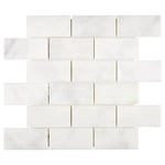 Afyon White Marble 2x4 Polished Brick Mosaic Tile - TILE & MOSAIC DEPOT