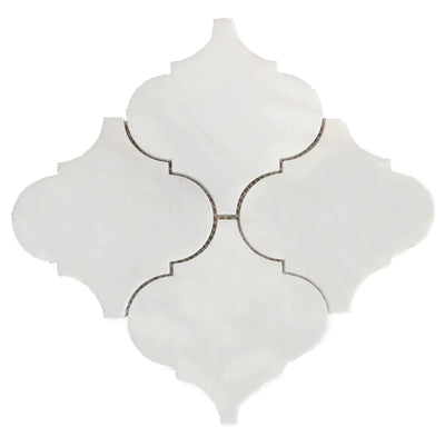 Bianco Dolomite Marble Lantern (Arabesque) 6" Honed Mosaic Tile - TILE & MOSAIC DEPOT