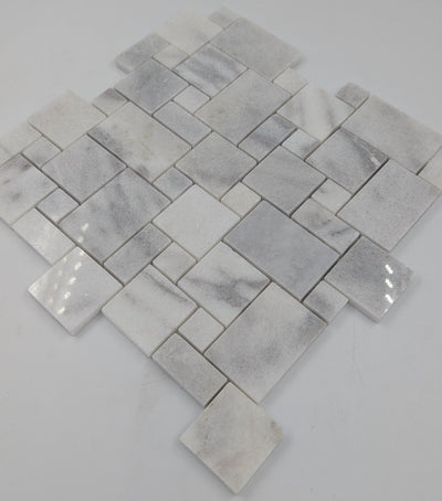 Bianco Caldo Mugla White Micro Mini Pattern Polished Mosaic Tile - TILE & MOSAIC DEPOT