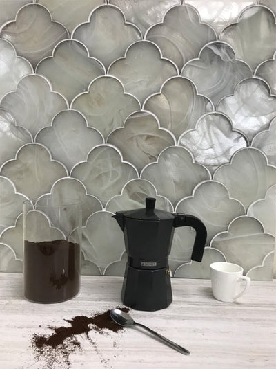 CLOUD 9 SILVER WHITE ATLAS glass Mosaic Tile - TILE & MOSAIC DEPOT