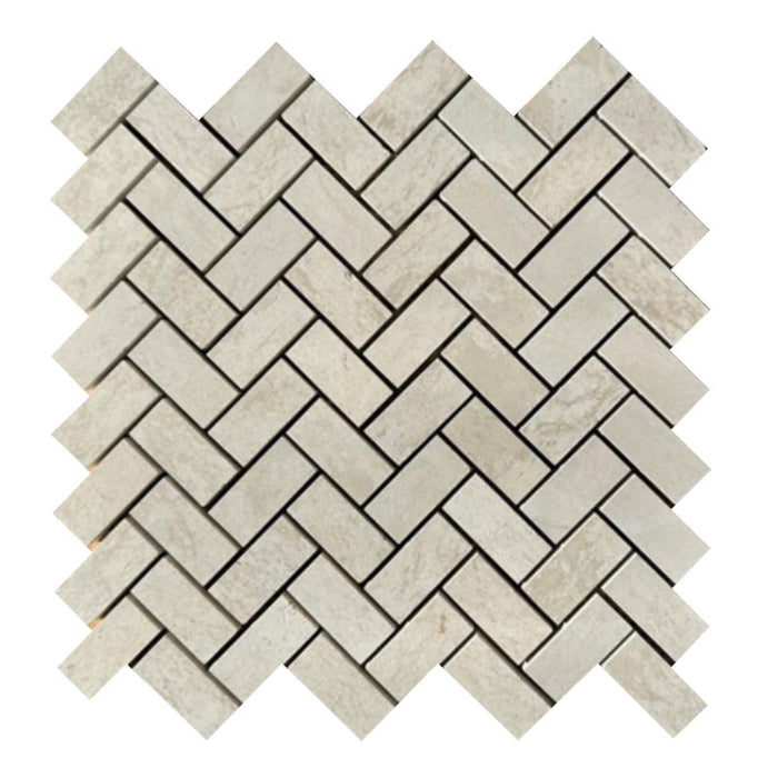 Euro Cream Limestone 1x2 herringbone Honed Mosaic Tile