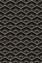 Nero Marquina Wave With Brass Black Mosaic Tile - TILE & MOSAIC DEPOT