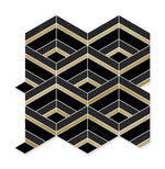 Nero Marquina Wave With Brass Black Mosaic Tile - TILE & MOSAIC DEPOT