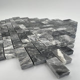 Bardiglio Grey Marble 5/8 X 1 1/4 Mini Herringbone Polished Mosaic Tile - TILE & MOSAIC DEPOT