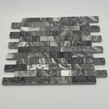 Bardiglio Grey Marble 1x3 Brick Polished Mosaic Tile - TILE & MOSAIC DEPOT