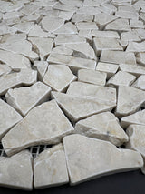 Botticino Beige Marble Flat Pebble / Paledian (Random Broken) Mosaic Tile - TILE & MOSAIC DEPOT