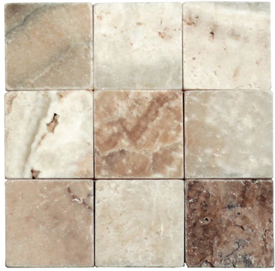 Latravonya Tumbled 4x4 Travertine Tile - TILE & MOSAIC DEPOT