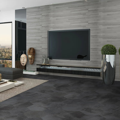 Anthracite 14x16 Hexagon Matte Porcelain  Tile - TILE & MOSAIC DEPOT