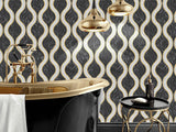 MICRONESIA MARIANA Nero Marquina, Calacatta Gold, Brushed Brass Mosaic Tile - TILE & MOSAIC DEPOT