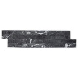 Nero Marquina Marble 6x24 Split Face Stacked Stone Ledger Panel - TILE & MOSAIC DEPOT