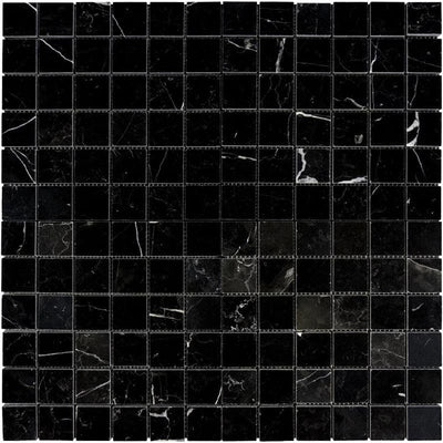 Nero Marquina Marble 2x2 Polished Mosaic Tile - TILE AND MOSAIC DEPOT