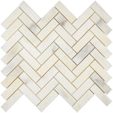 Calacatta Oliva Marble 1x3 Herringbone Honed Mosaic Tile - TILE & MOSAIC DEPOT