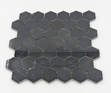 Nero Marquina Marble 2x2 Hexagon Polished Mosaic Tile - TILE & MOSAIC DEPOT