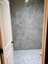 ROCKEFELLER Grey Sunburst Imperial Grey, Brass Mosaic Tile - TILE & MOSAIC DEPOT