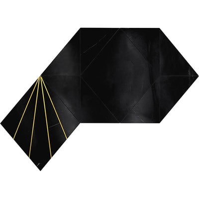 ROCKEFELLER Black Crown Black Jade, Brass Mosaic Tile - TILE & MOSAIC DEPOT