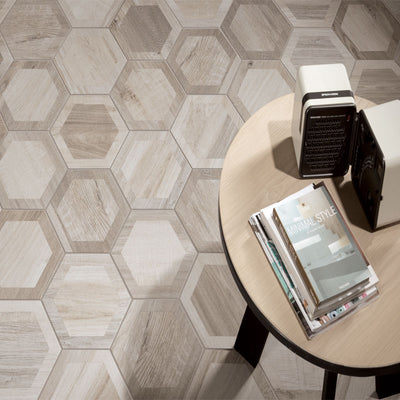 ROYAL WOOD BIANCO HEX Porcelain Tile - TILE & MOSAIC DEPOT