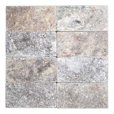 Silver Travertine 16x24 Tumbled Tile - TILE & MOSAIC DEPOT