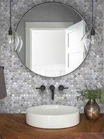 Savannah Hemingway Circle Wooden Gray/eastern White Mosaic Tile - TILE & MOSAIC DEPOT