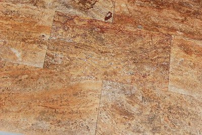 Scabos Travertine 12x24 Filled and Polished Vein Cut Tile (Clearance) - TILE & MOSAIC DEPOT