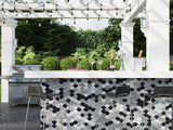 Ducale Terrazzo Black Limestone Fish Scale Mosaic Tile - TILE & MOSAIC DEPOT