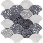 Rialto Terrazzo Bianco Carrara Fish Scale Mosaic Tile - TILE & MOSAIC DEPOT