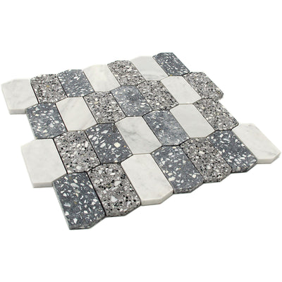 Rezzonico Terrazzo Bianco Carrara Mosaic Tile - TILE & MOSAIC DEPOT