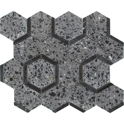 Canareggio Terrazzo Dolomite Black Limestone Mosaic Tile - TILE & MOSAIC DEPOT