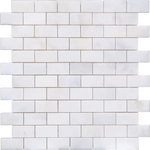 Afyon White Marble 1x2 Polished Brick Mosaic Tile - TILE & MOSAIC DEPOT