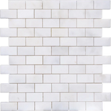 Afyon White Marble 1x2 Polished Brick Mosaic Tile - TILE & MOSAIC DEPOT