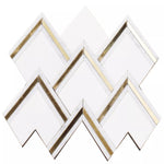 Thassos &  Carrara Marble Brass Polished Waterjet Mosaic Tile - TILE & MOSAIC DEPOT