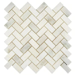 Calacatta Oliva Marble 1x2 Herringbone Honed Mosaic Tile - TILE & MOSAIC DEPOT