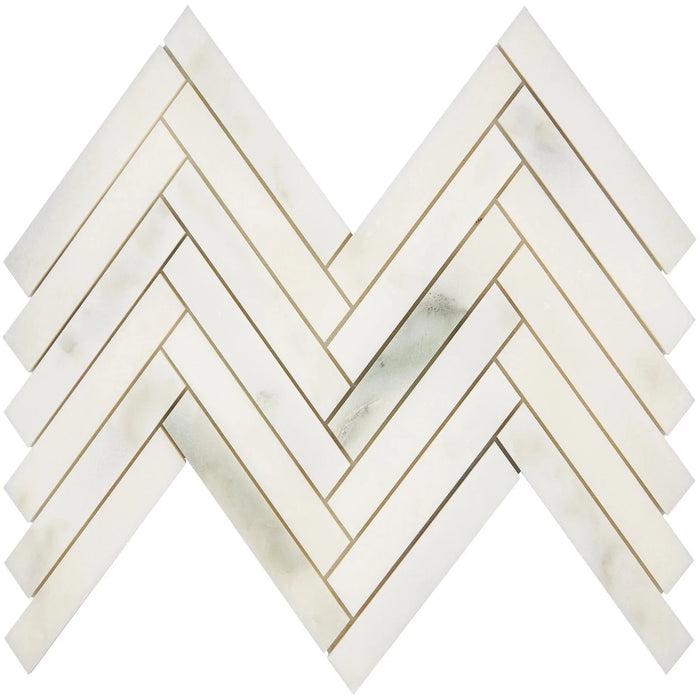 calacatta oliva 1x6 herringbone