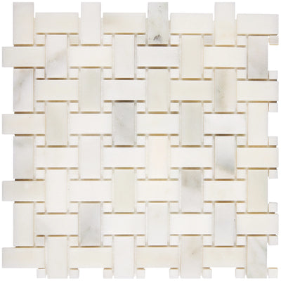 Calacatta Oliva Marble Basketweave Honed Mosaic Tile - TILE & MOSAIC DEPOT