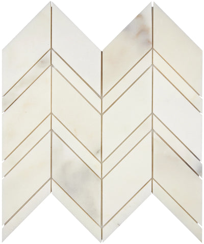 Calacatta Oliva Marble Chevron Polished Mosaic Tile - TILE & MOSAIC DEPOT