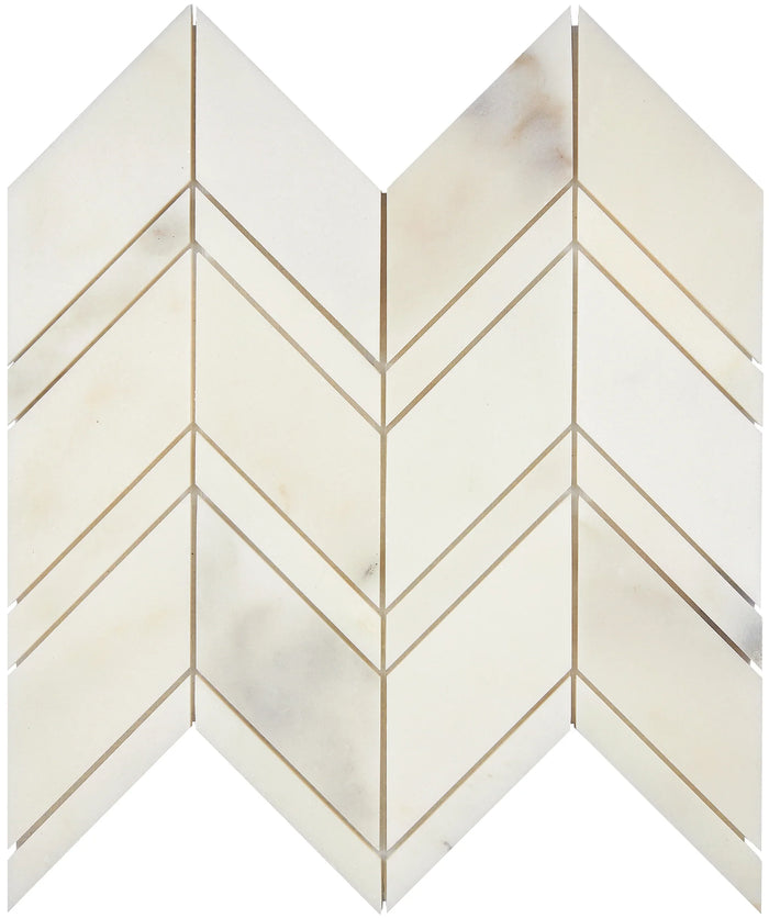 Calacatta Oliva Marble Chevron Honed Mosaic Tile - TILE & MOSAIC DEPOT