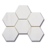 Dolomite Pearl Marble 4x4 Hexagon Polished Mosaic Tile.