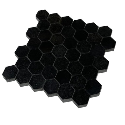 Absolute Black Granite 2x2 Hexagon Polished Mosaic Tile - TILE & MOSAIC DEPOT