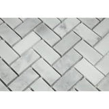 Bianco Caldo Mugla White 1x2 Herringbone Polished Mosaic Tile - TILE & MOSAIC DEPOT